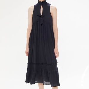 Urban Outfitters Annabelle Ruffle Mock Neck Midi Dress Black Small